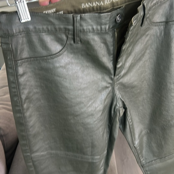 Banana Republic Dark Green Faux Leather Skinny Pants Size 29 - Picture 15 of 15